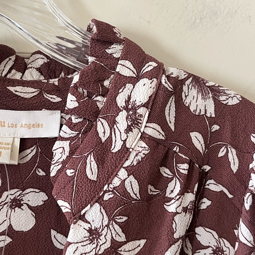 New! Monteau Floral Wrap Blouse Elastic Waist Women’s Size Medium - Picture 5 of 16